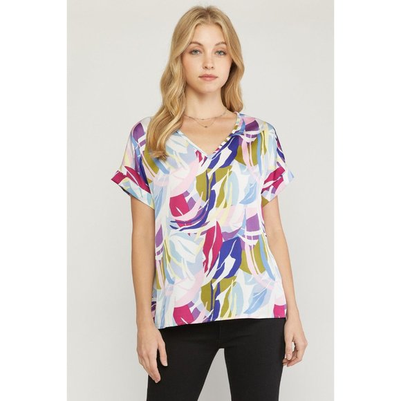 entro Tops - Entro Abstract Double V Top